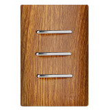 Conjunto Interruptor Triplo Simples 4x2 - Novara Cumaru Cromado